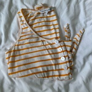 Heartloom Orange and White Striped Tank Button & Tie Front Detail Women’s Size M